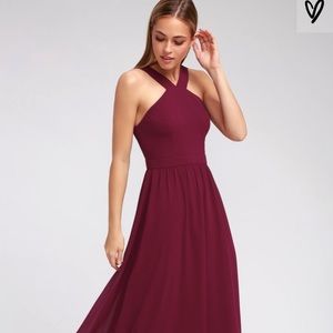 Lulus Air of Romance Burgundy Maxi Dress